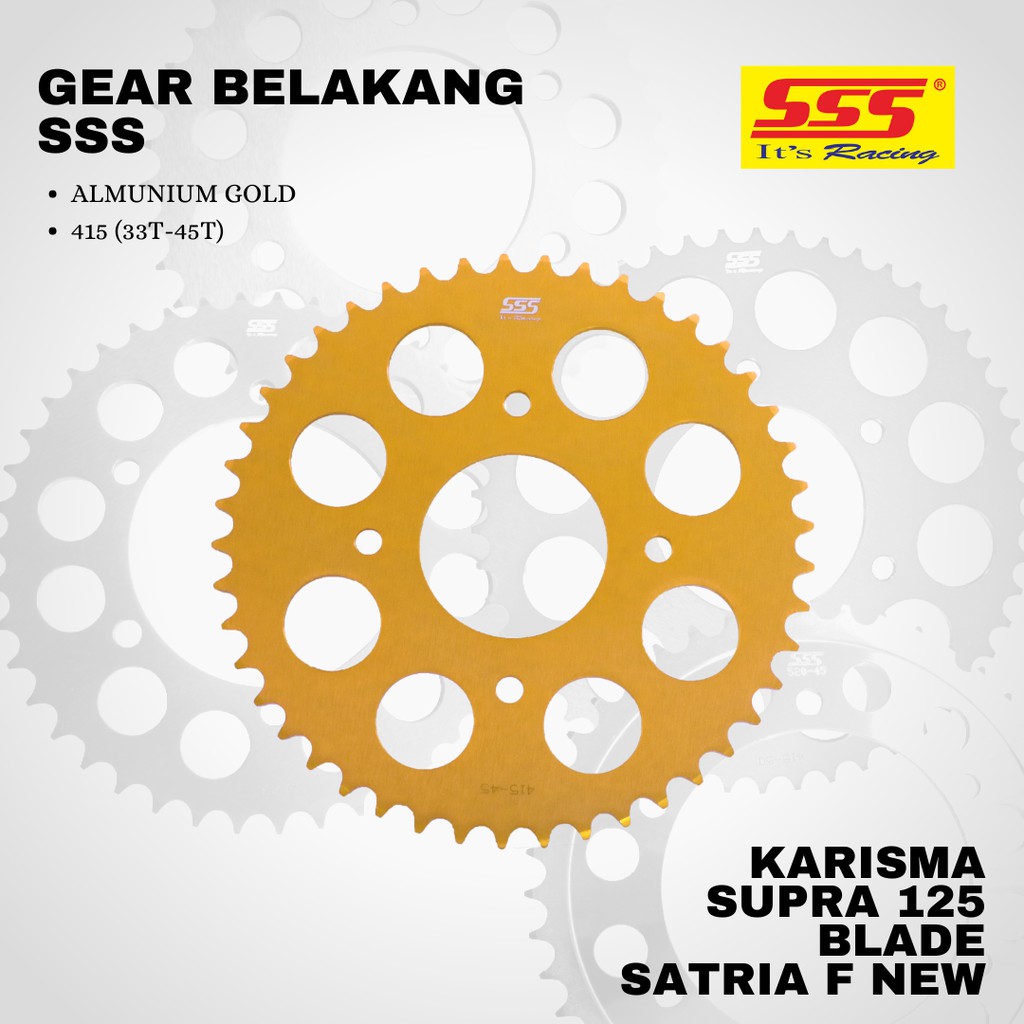 Gear gir karisma supra 125 balde Satria fu new sss 415 32 33 34 35 36 37 38 39 40 41 42 43 44 45 46 alumunium gold