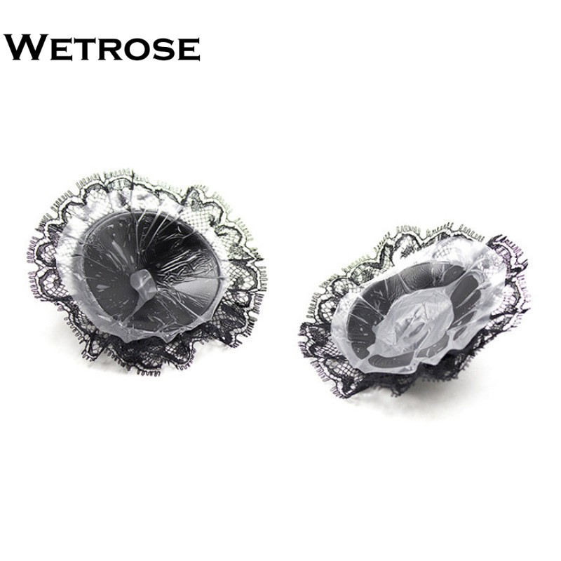 【Wetrose】 Stiker Penutup Puting Payudara Sexy Bahan Lace Warna Hitam Untuk Wanita Nipple Cover Lace