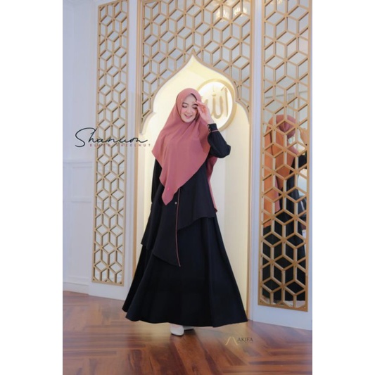 Shanum Gamis Syari Set Khimar Jumbo Instan pad Antem Premium Original Akifa Konveksi