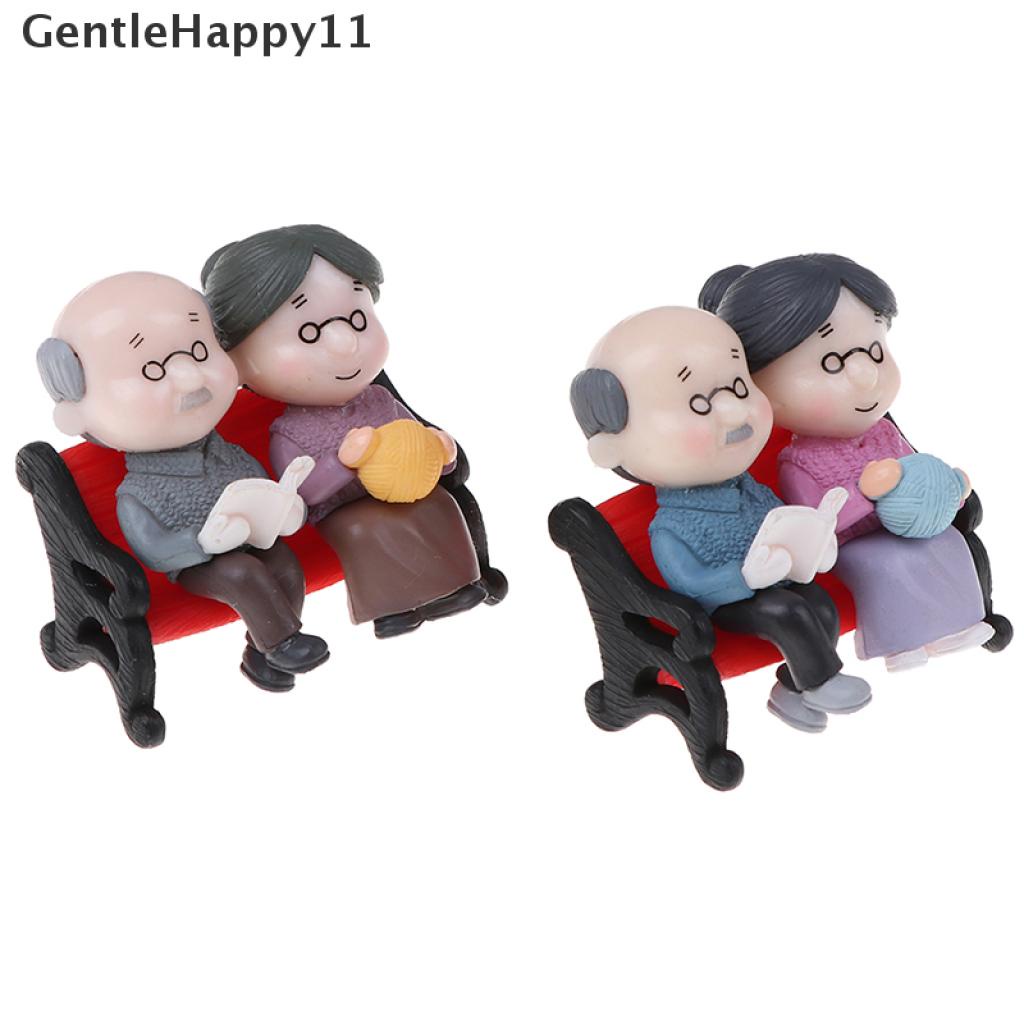 Gentlehappy 1 Set Miniatur Kakek Nenek Untuk Dekorasi Lansekap Mikro / Rumah Boneka
