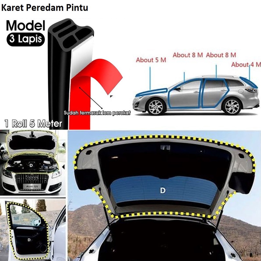 Karet Peredam Suara Pintu Kap Mesin Mobil Peredam Pintu Mesin Universal - List Karet Pelindung Peredam Pintu Mobil - Karet Peredam Pintu Mobil Universal