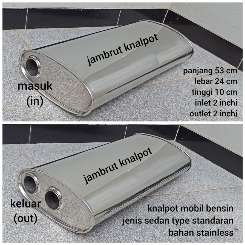 knalpot mobil bensin sedan universal halus standaran model mugen bahan stainless