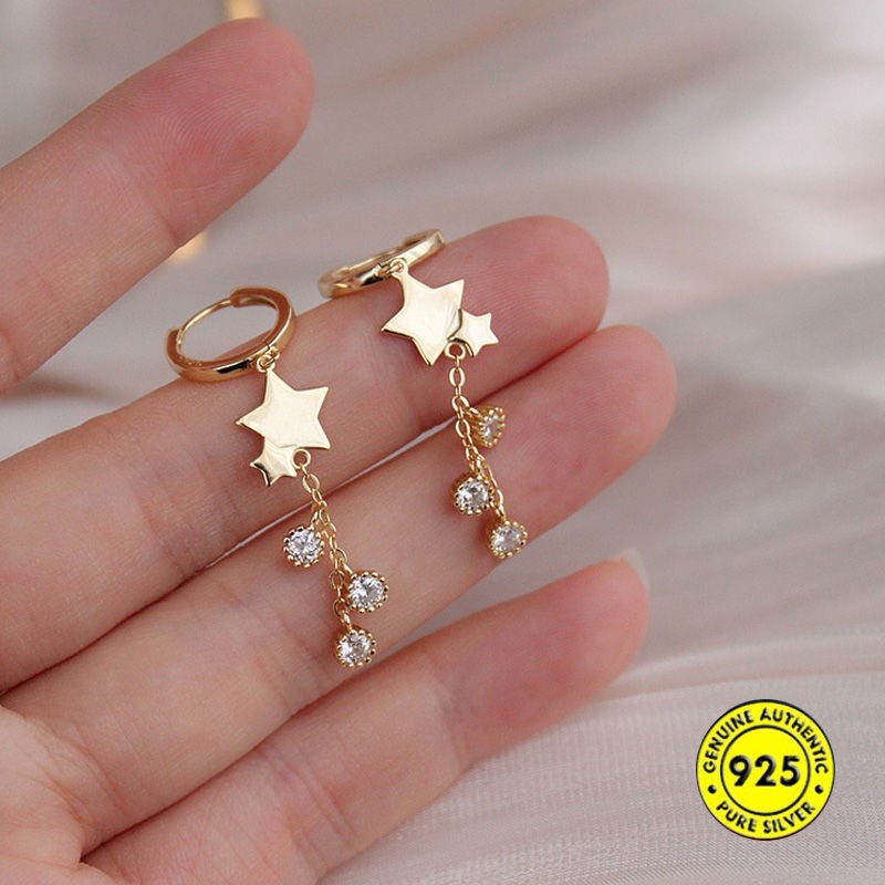 Anting Gantung Panjang Model Rumbai Bahan Silver Sterling 925 Untuk Wanita