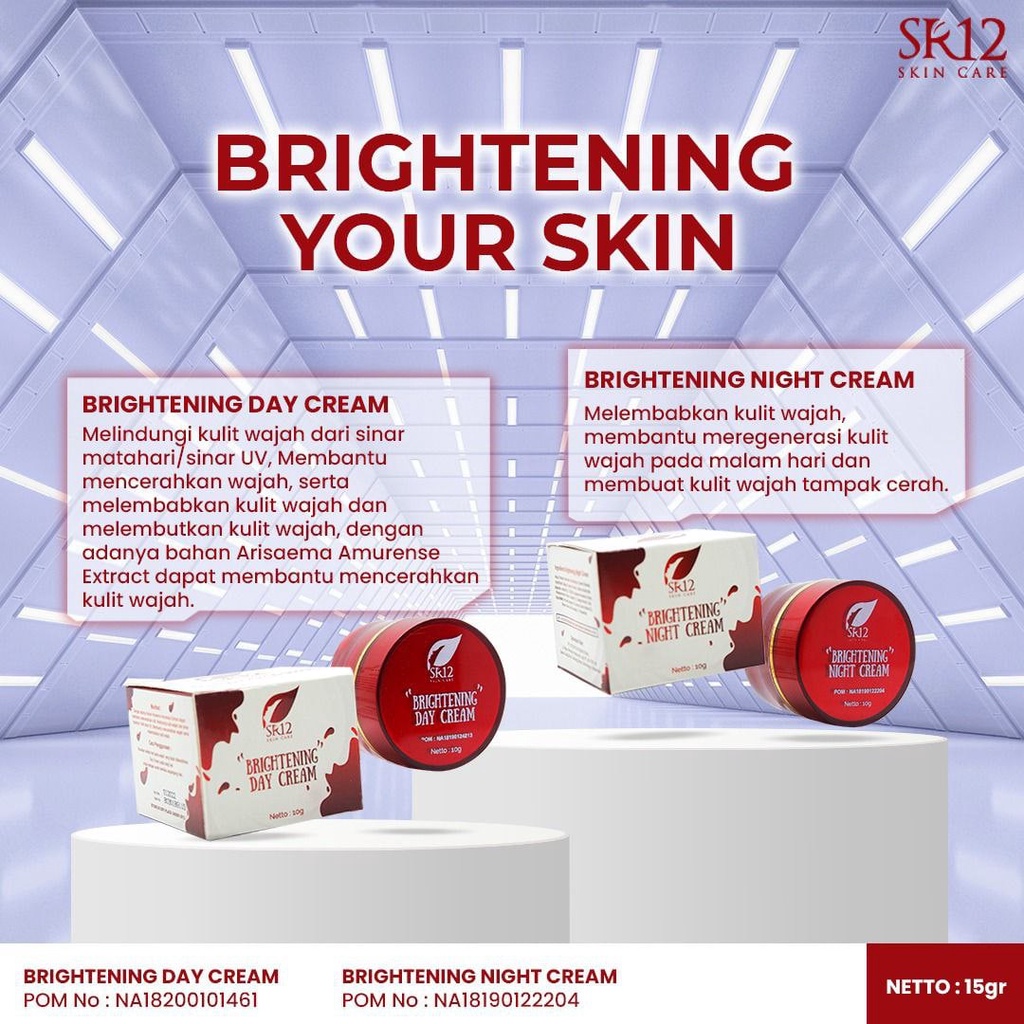 SR12 Krim Pemutih Wajah Brightening Day Night Cream Melembabkan Kulit Wajah BPOM