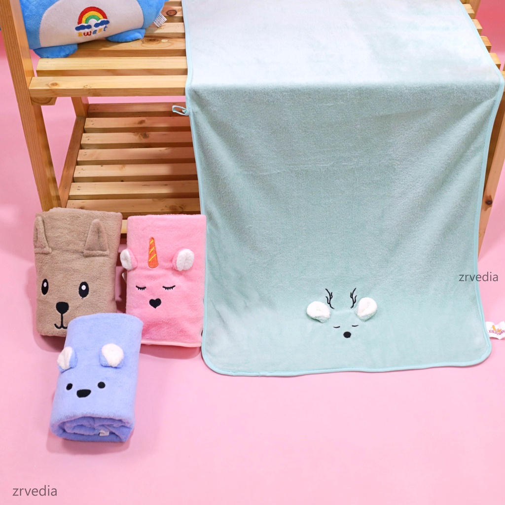 Handuk Anak Karakter / Bahan Microfiber Branded Perlengkapan Mandi Bayi Balita Anak Perempuan Laki Laki Murah Kado Towel Lembut SNI