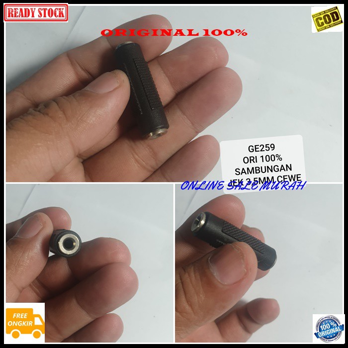 G259 Jack 3,5mm cewe DUAL adapter konektor sambungan splitter audio sound extension penyambung suara headset headphone converter female male canon aux dvd ampli stereo original male female mp3 music multi universal G259  JEK 3.5MM CEWE 2 LUBANG  BISA DIPA