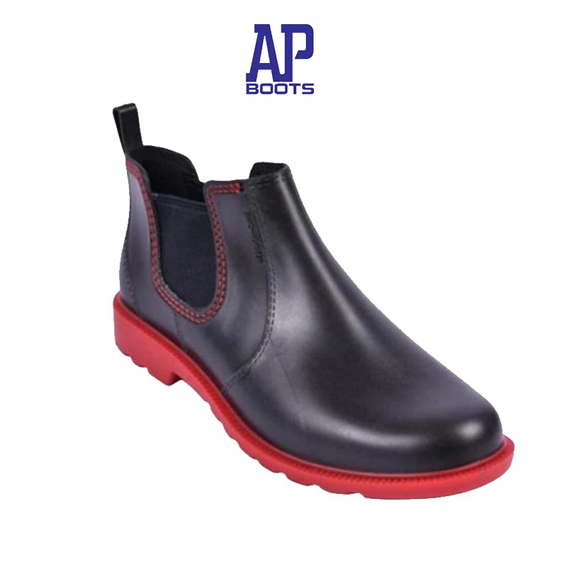 AP Boots HOBBY AND WORK Black Red / Van Sepatu Kantor Hitam Sol Merah