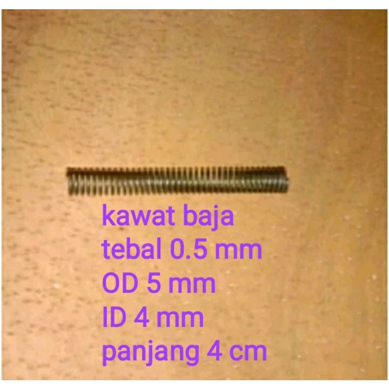 per tekan kawat baja 0.5 mm id 4 mm od 5 mm panjang 4 cm