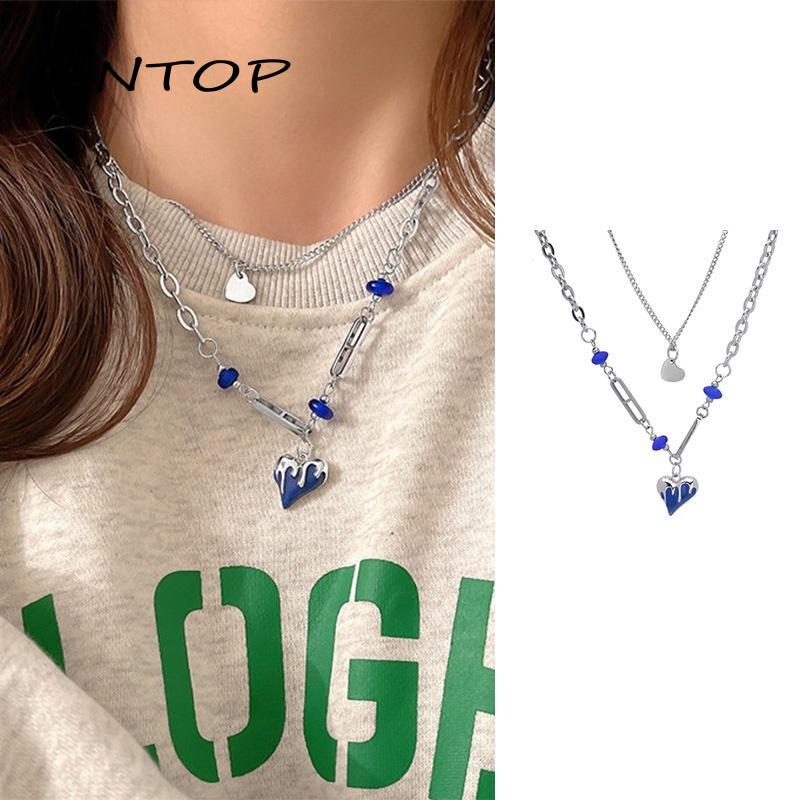 Kalung Rantai Model Double layer Bahan Titanium Steel Untuk Aksesoris Sweater