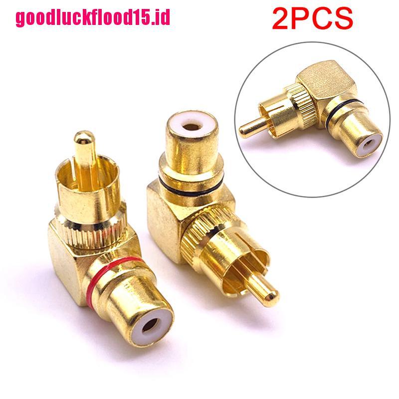 {LUCKID}2Pcs Copper L-shaped RCA right angle elbow 90 degree head signal cable