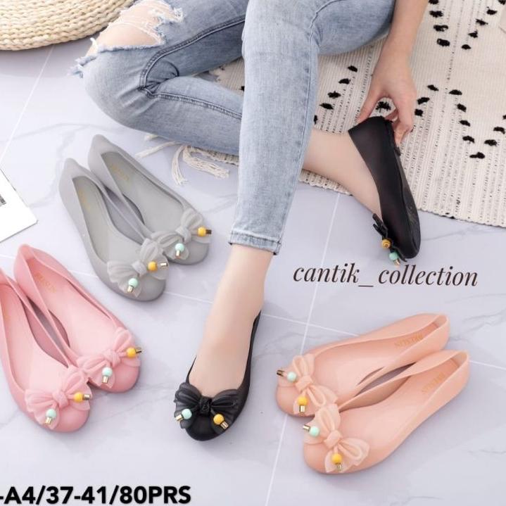[PRODUK ZQH0V] Sepatu Jelly Wanita Breslin Flat Shoes Ring & Pita 201 - Sepatu Karet Jelly Wanita Fl