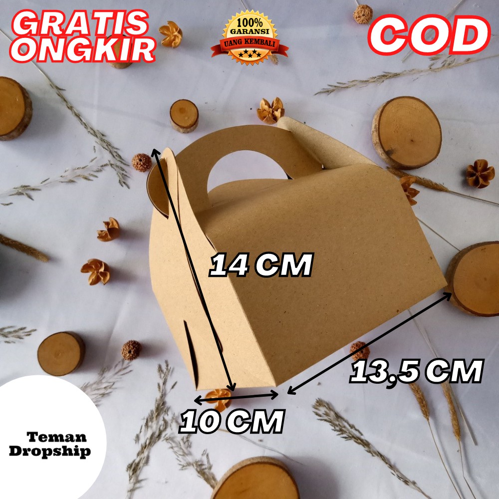 

TAS GABLE BOX KADO BAHAN KERTAS BROWNKRAFT 280GR SIZE 13,5X10X14 CM