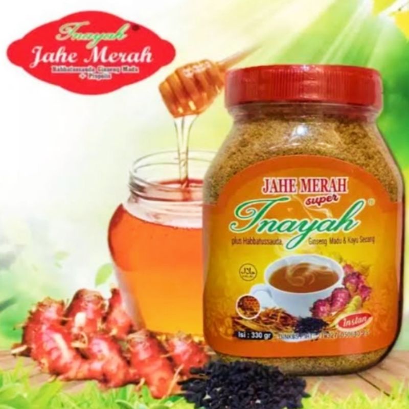 

Jahe Merah Instan Inayah Plus Habbatussauda Ginseng Madu Propolis | 330gr Toples