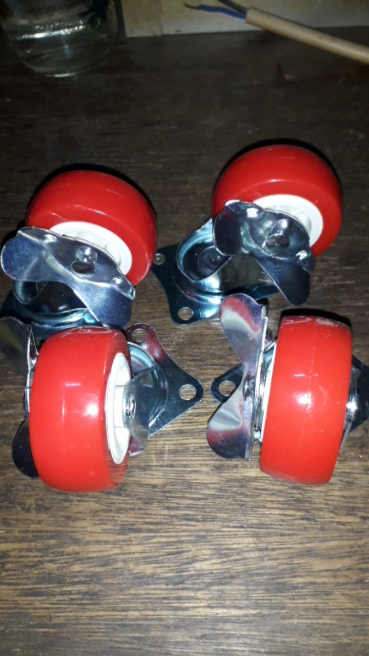 Roda Troli Kulkas Lemari Meja Kecil Karet Nilon Rem 2 Inch Merah