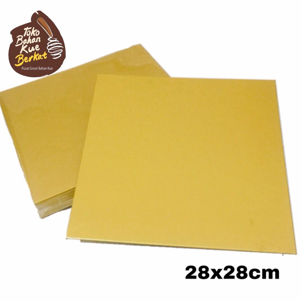 CAKE BOARD GOLD SQUARE / TATAKAN KUE KOTAK EMAS (10PC) - 32x32