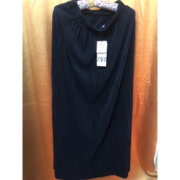 Rok Lipit Plisket Zara Navy