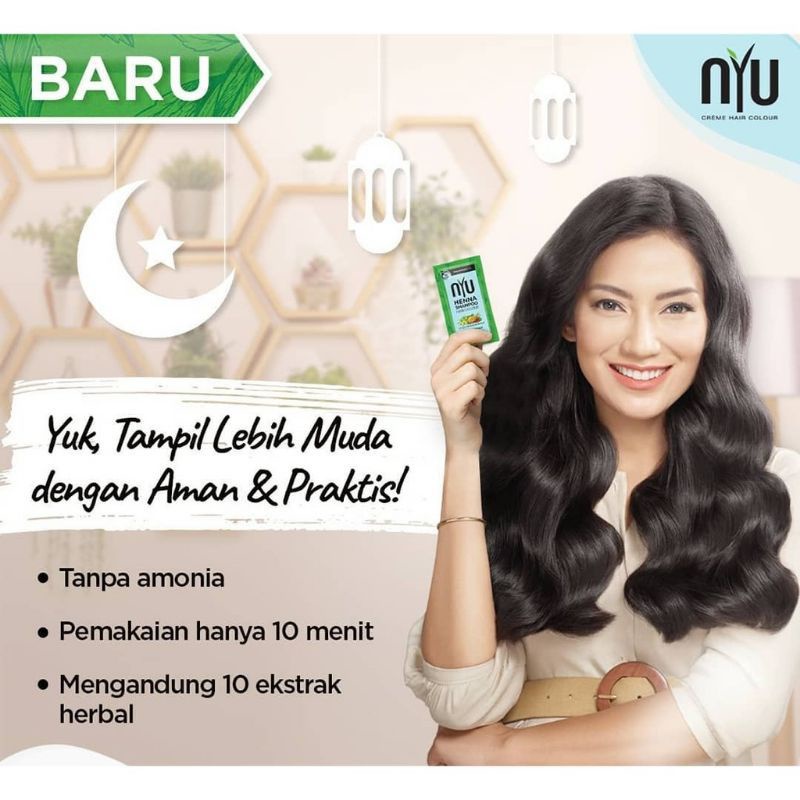 Nyu Henna Shampo Cat Rambut - Hitam