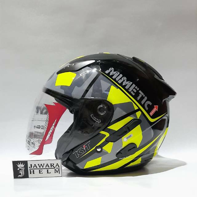 HELM KYT GALAXY SLIDE 4 MOTIF BLACK YELLOW FLUO