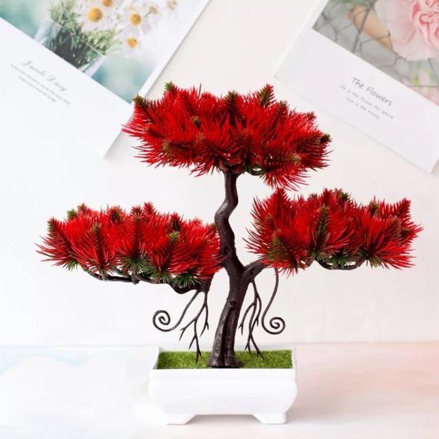 NM 568 bunga plastik/pajangan bunga artifisial/vas petak-Merah