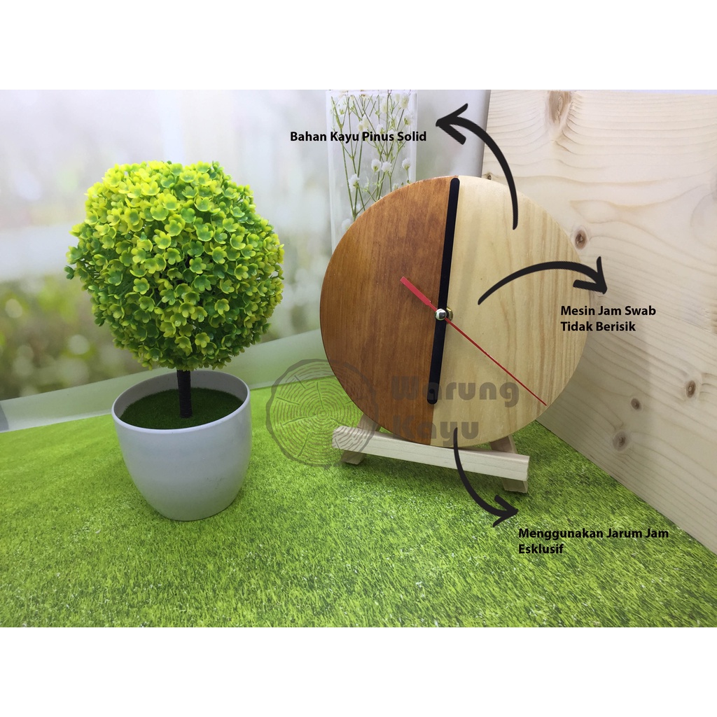 Jam Dinding Kayu Pinus Solid Polos Dekorasi Rumah Unik Bukan Mdf Atau Plastik 20 cm
