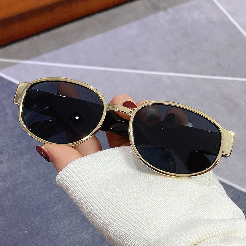 (YUZHU) COD Kacamata Hitam Wanita Retro Gaya Kacamata Hitam Bulat Oval Korea Fashion Gaya Sunglasses Cewek