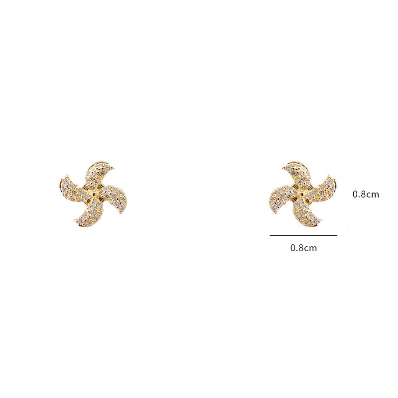 Candy Jewelry Fashion Simple Rotatable Earrings Rhinestone Rotating Windmill Ear Stud Silver Gold Color Earring for Women
