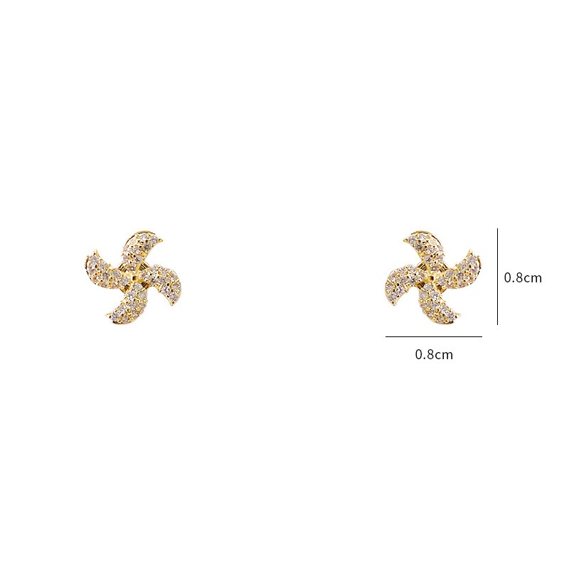 Candy Jewelry Fashion Simple Rotatable Earrings Rhinestone Rotating Windmill Ear Stud Silver Gold Color Earring for Women