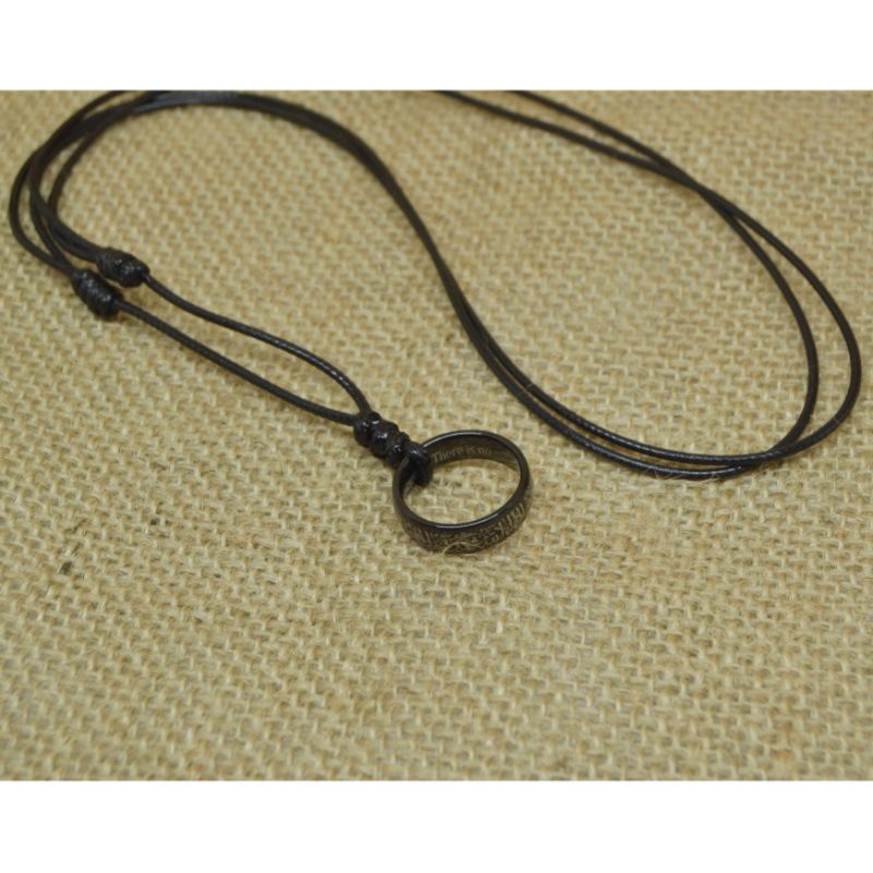 Kalung Tali Pria Keren Cowok Liontin Cincin Ring Couple Necklace Titanium Stainless Steel Premium