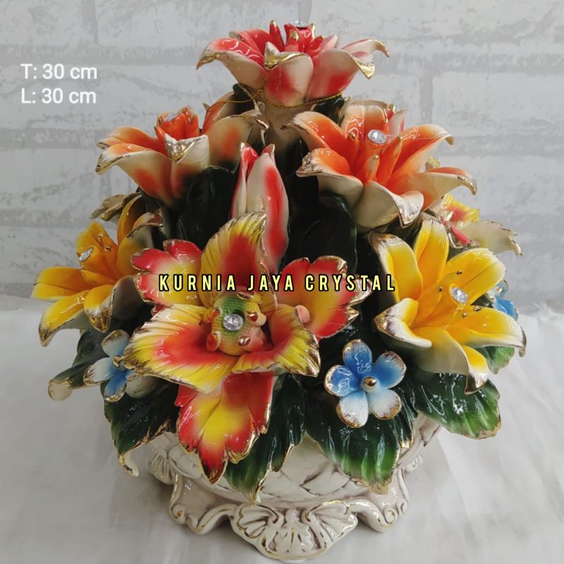 Bunga keranjang Keramik Capodimonte Italy warna