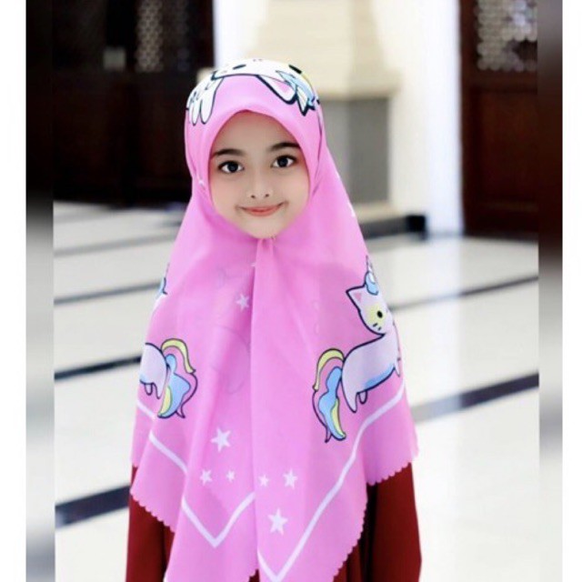 VOAL PRINTING ANAK MOTIF UNICAT KUCING / HIJAB ANAK LUCU / JILBAB ANAK KARAKTER