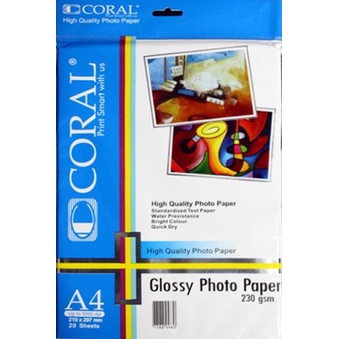 

Senikertas- Kertas Photo Coral Glossy A4-230 Gr -Kertas-Seni.