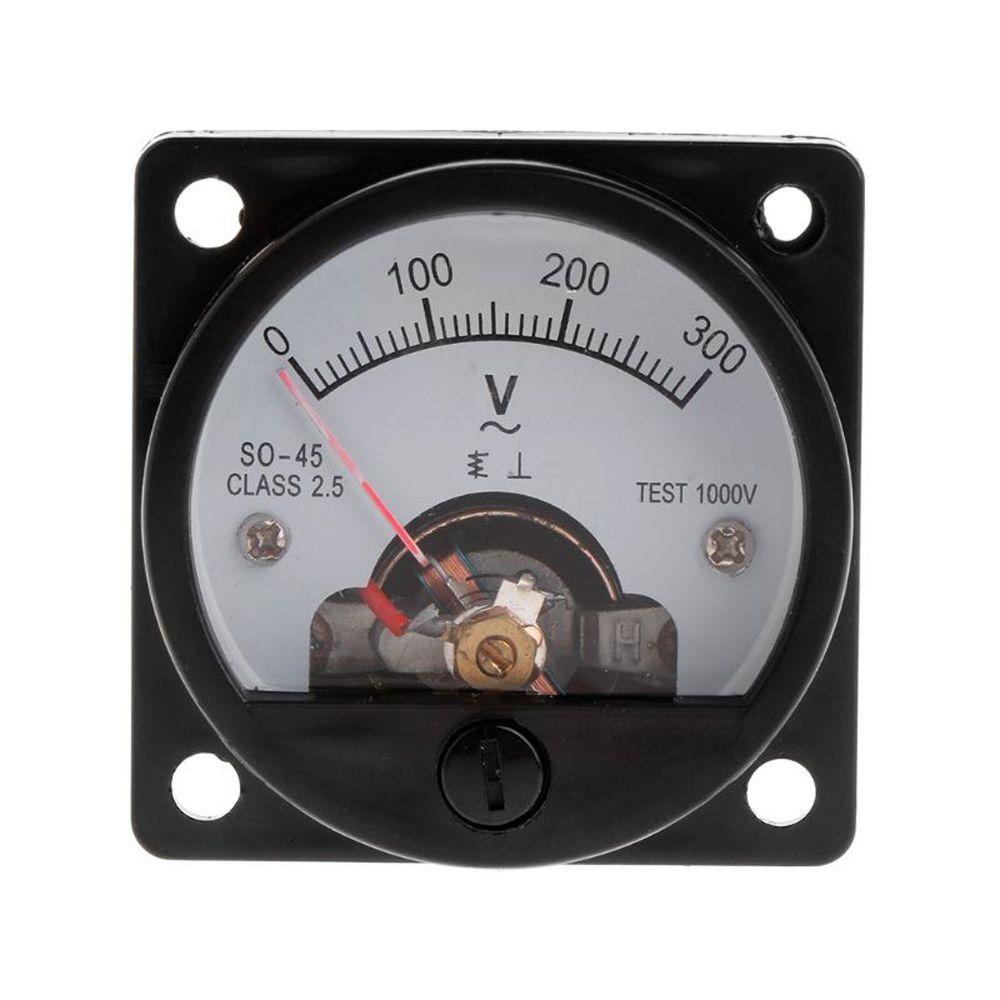 Quinton Voltmeter SO-45 Hitam Arus Voltmeter Voltage Gauge Meter Bulat AC Tegangan AC 0-300V Volt Tester