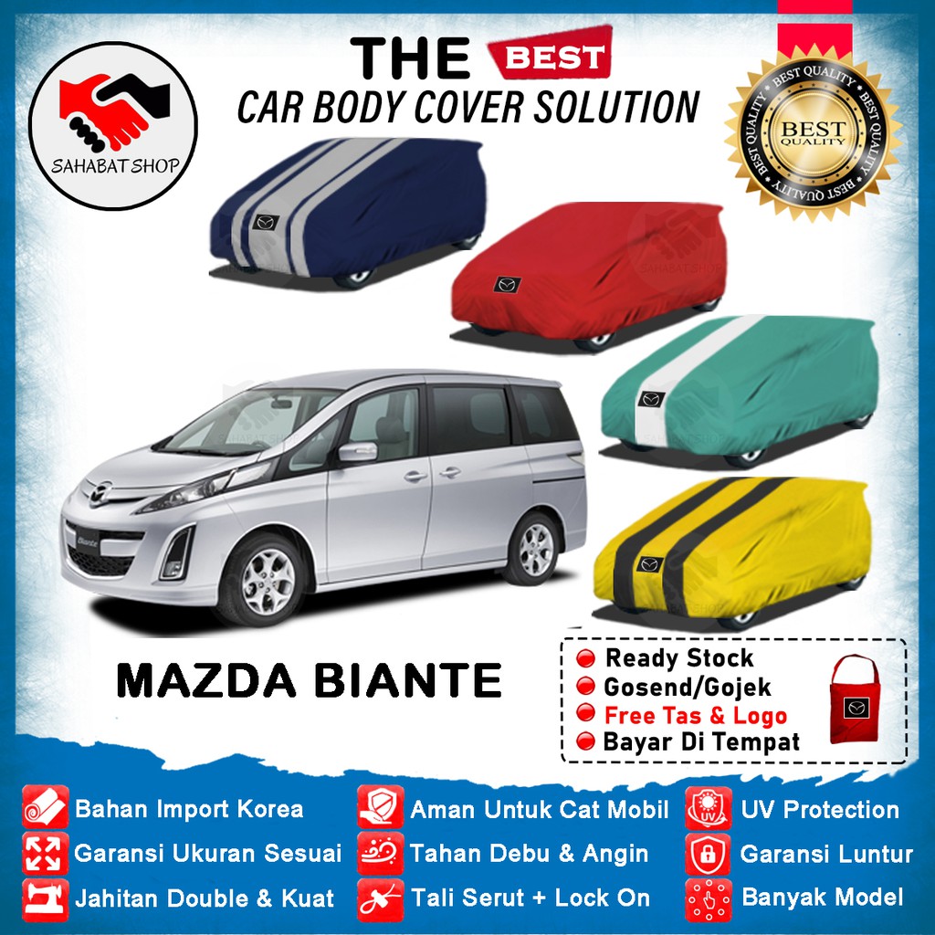 Sahabat Body Cover Mobil Biante / Penutup Sarung Mobil Mazda Biante Outdoor 2012 2013 2014 2015 2016 2017 2018 2019 2020 2021 / Tutup Mantel Selimut Jas Mantol Kerudung Kerodong Kelambu Terpal Mobil Anti Air Waterproof Model Biru