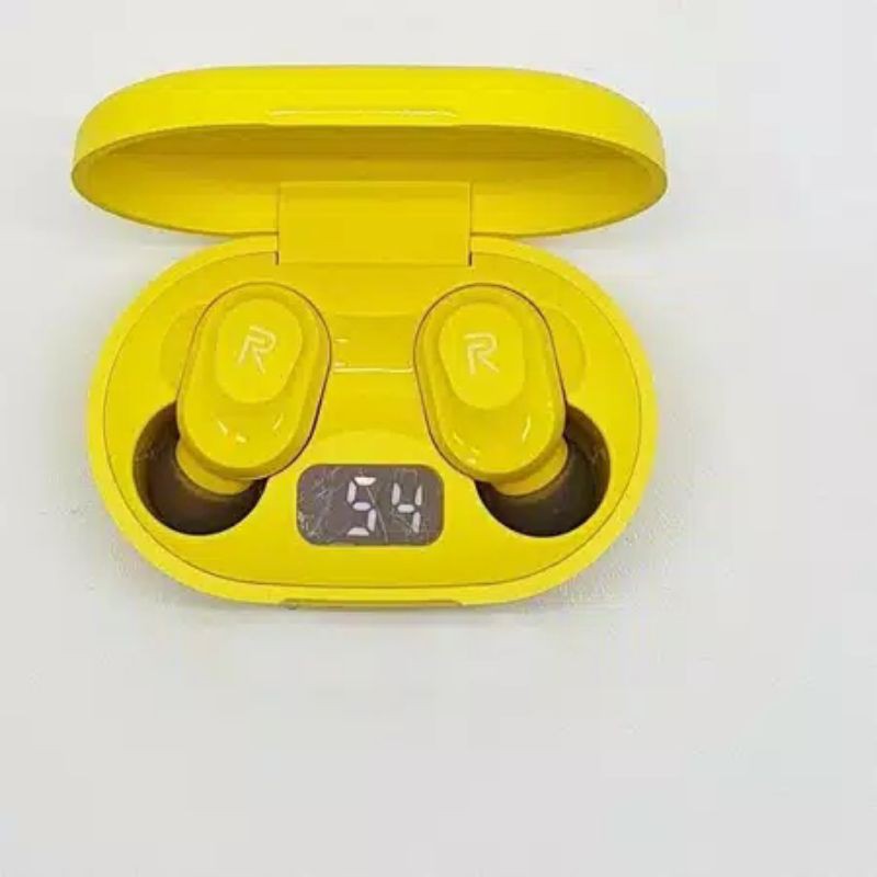 Realme Earphone Bluetooth Buds Plus Wireless LED Headset/ Headset Realme Bluetooth Kuning Hitam