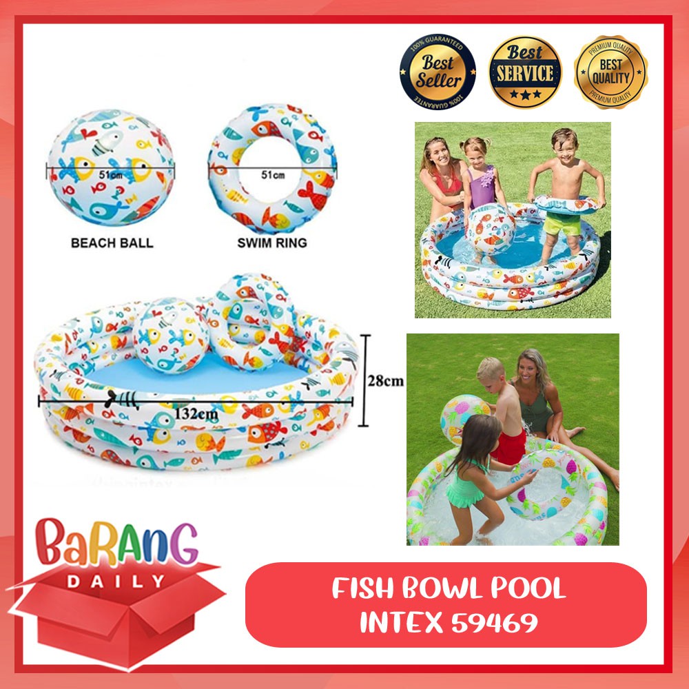 Jual KOLAM RENANG ANAK SET BONUS BOLA DAN BAN FISHBOWL POOL INTEX 59469 ...