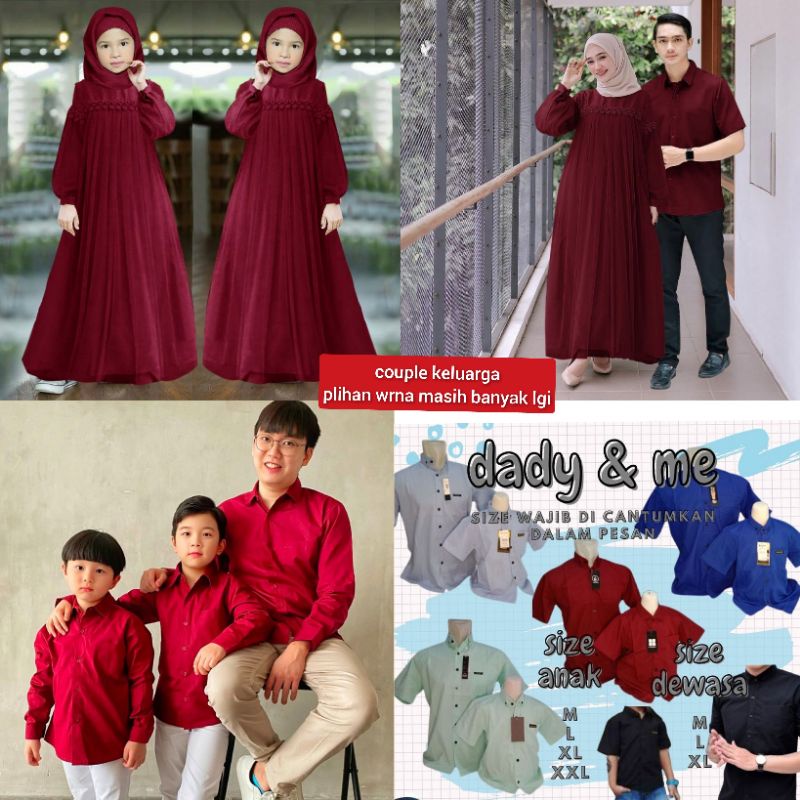 couple keluarga nuraini maxy/set couple kekinian gamis lebaran/gamis pesta/gamis tile termurah bisa 