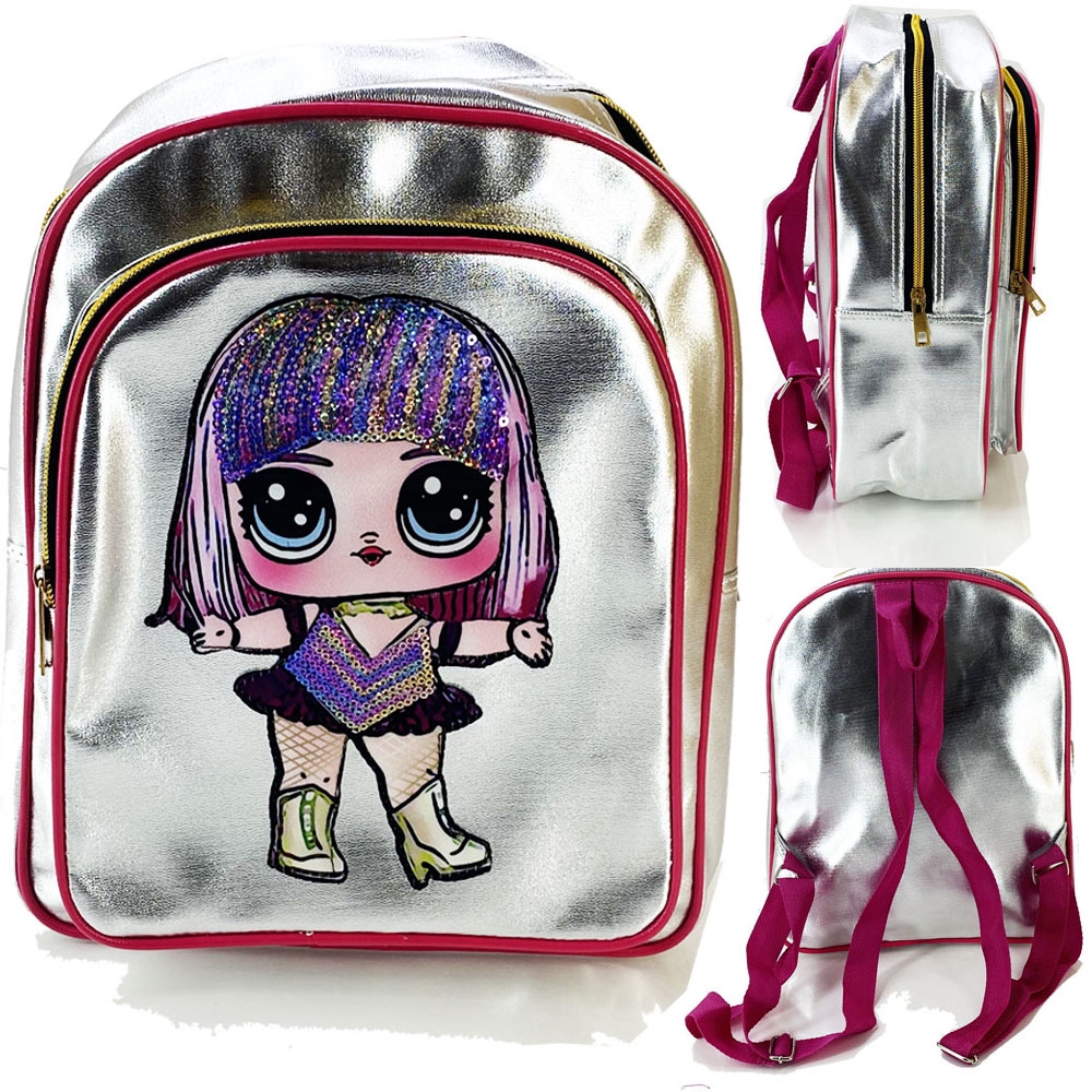 SEQUIN LAMPU Tas Ransel Sequin Lampu Tas Nyala Usap KILAP Kathrine SILVER