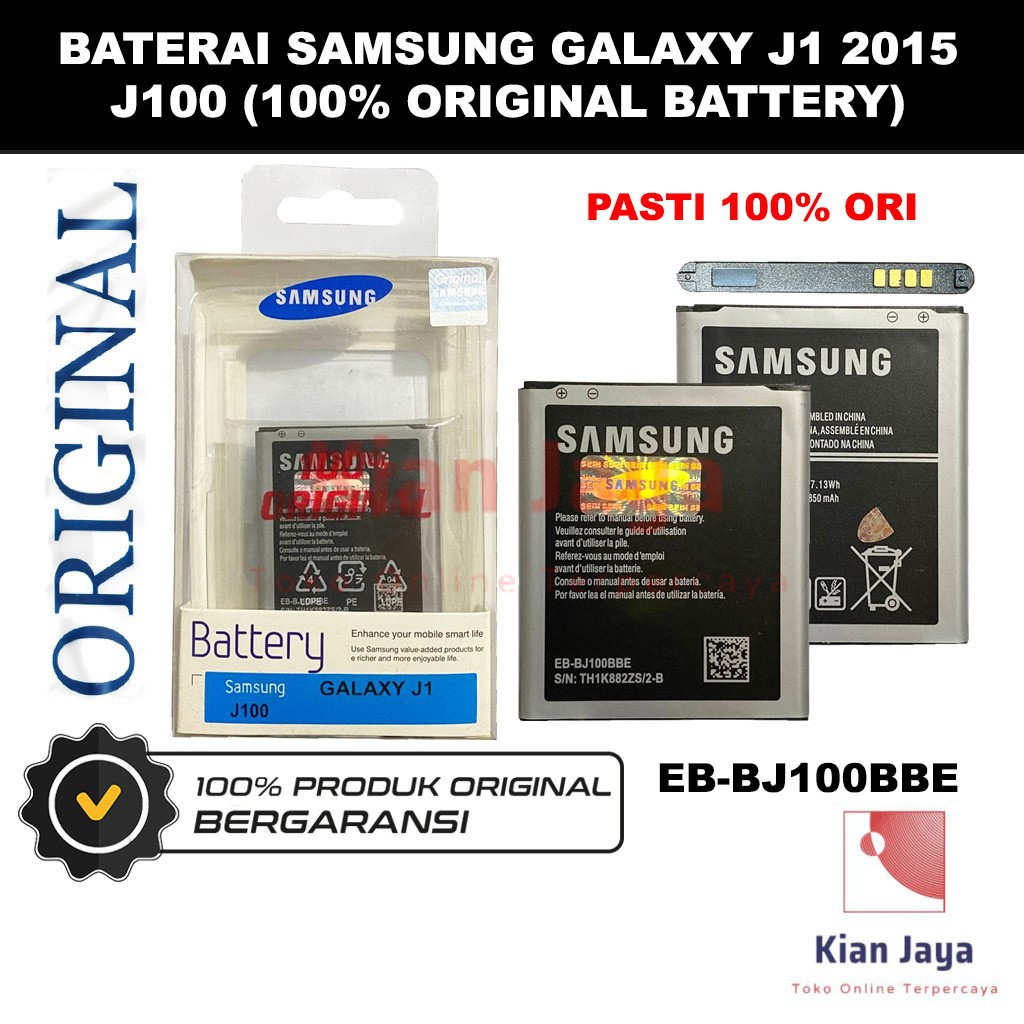 [Garansi 100% Ori] Baterai Samsung J1 2015 / J100 Batre Batrai Battery Hp EB-BJ100BBE Original