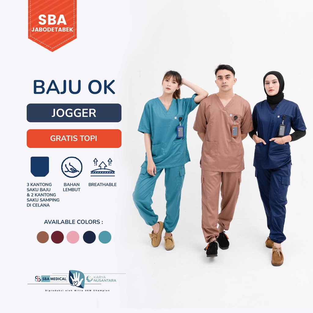 Baju Ok Jogger | Baju Ok Toyobo | Baju Jaga Dokter - Scrub Medis Lengan Pendek