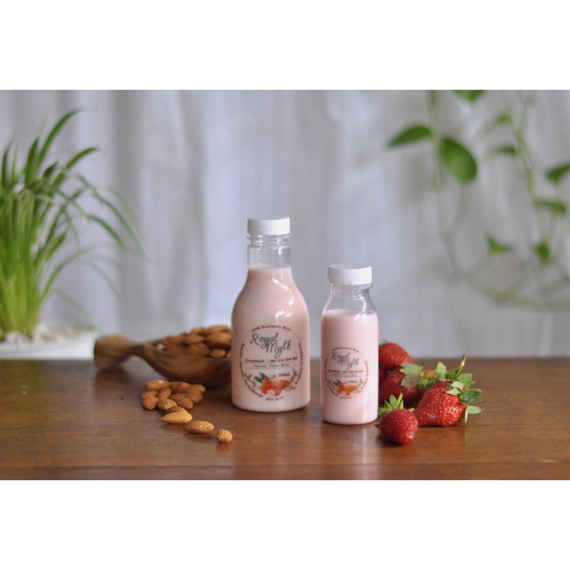 

almond mylk Strawberry - diet - Asi booster -susu almond - homemade susu almond - home made almond