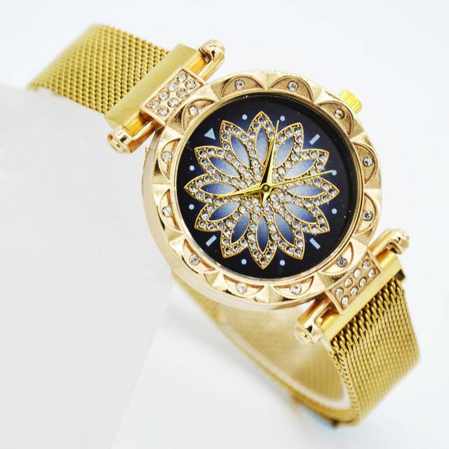 Cod Bayar Ditempat Jam Tangan Wanita Magnetik Diamond Plat Bunga