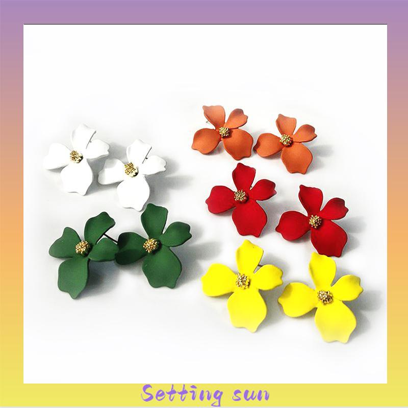 COD✨Anting Bunga Permen Warna Manis / Statement Earrings Candy Color Flower Sweet Ear Studs TN