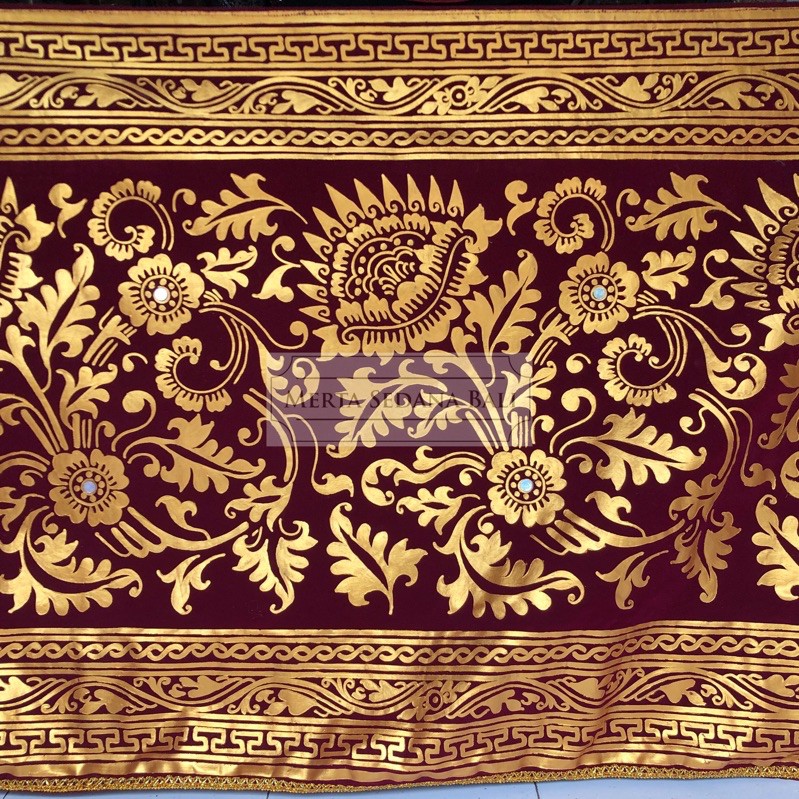 Kain Prada Bludru Lukis / Pedapa Bali Tinggi 90cm Motif Bunga &amp; Wajik