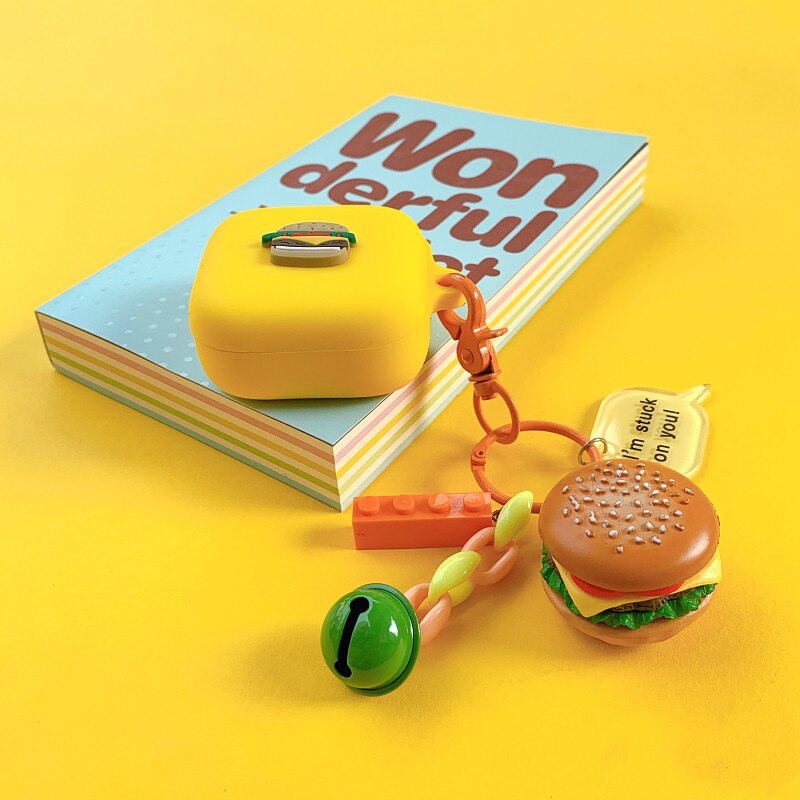 Soft Case Silikon Earphone Bluetooth Motif Hamburger Dengan Gantungan Kunci Untuk Xiaomi Air 2 Se Air2Se