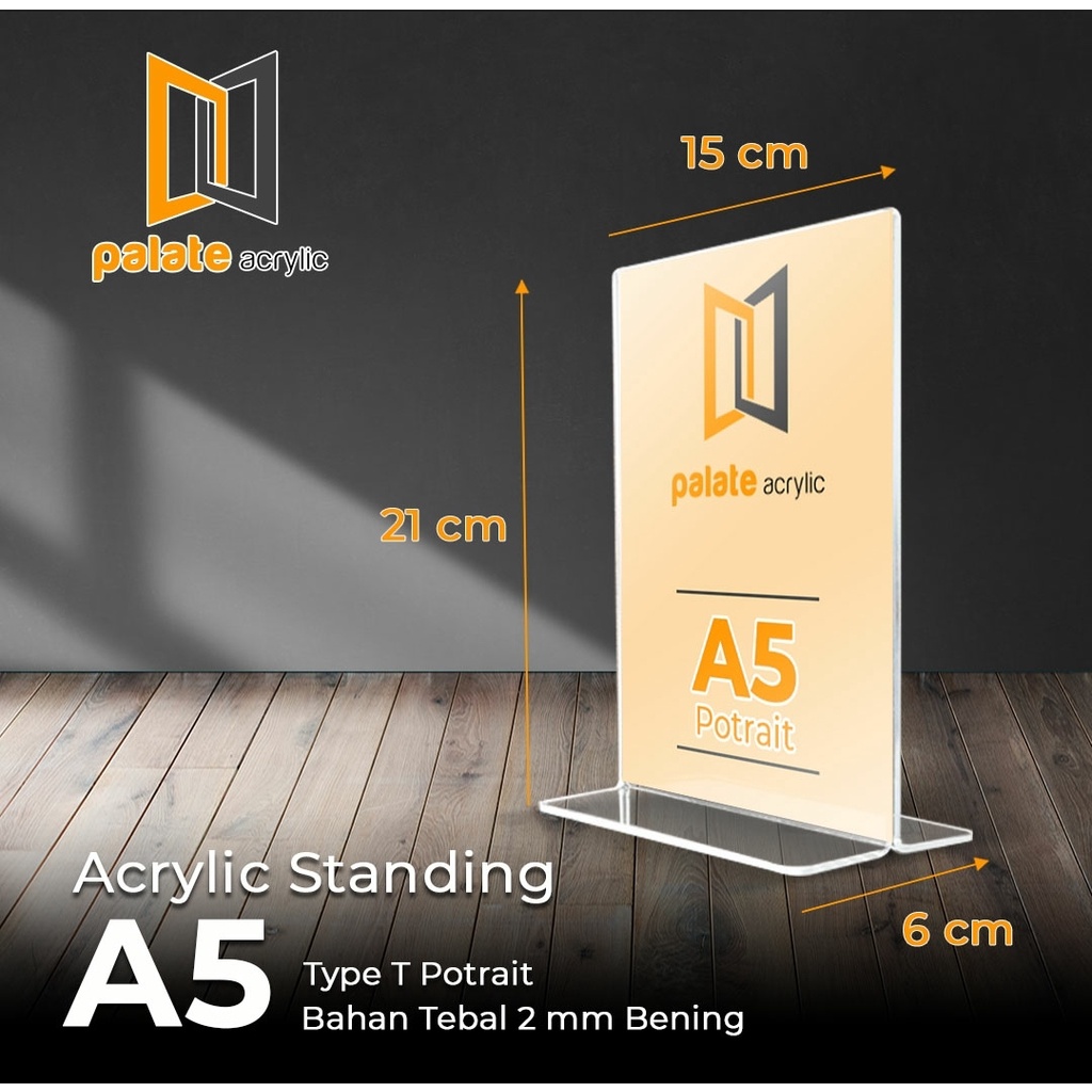 

acrylic tent holder / akrilik tent card A5 T/ tempat brosur Meja 2MM polos