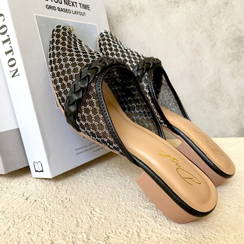 Evelyn mules - Sendal hak tahu brukat heels wanita