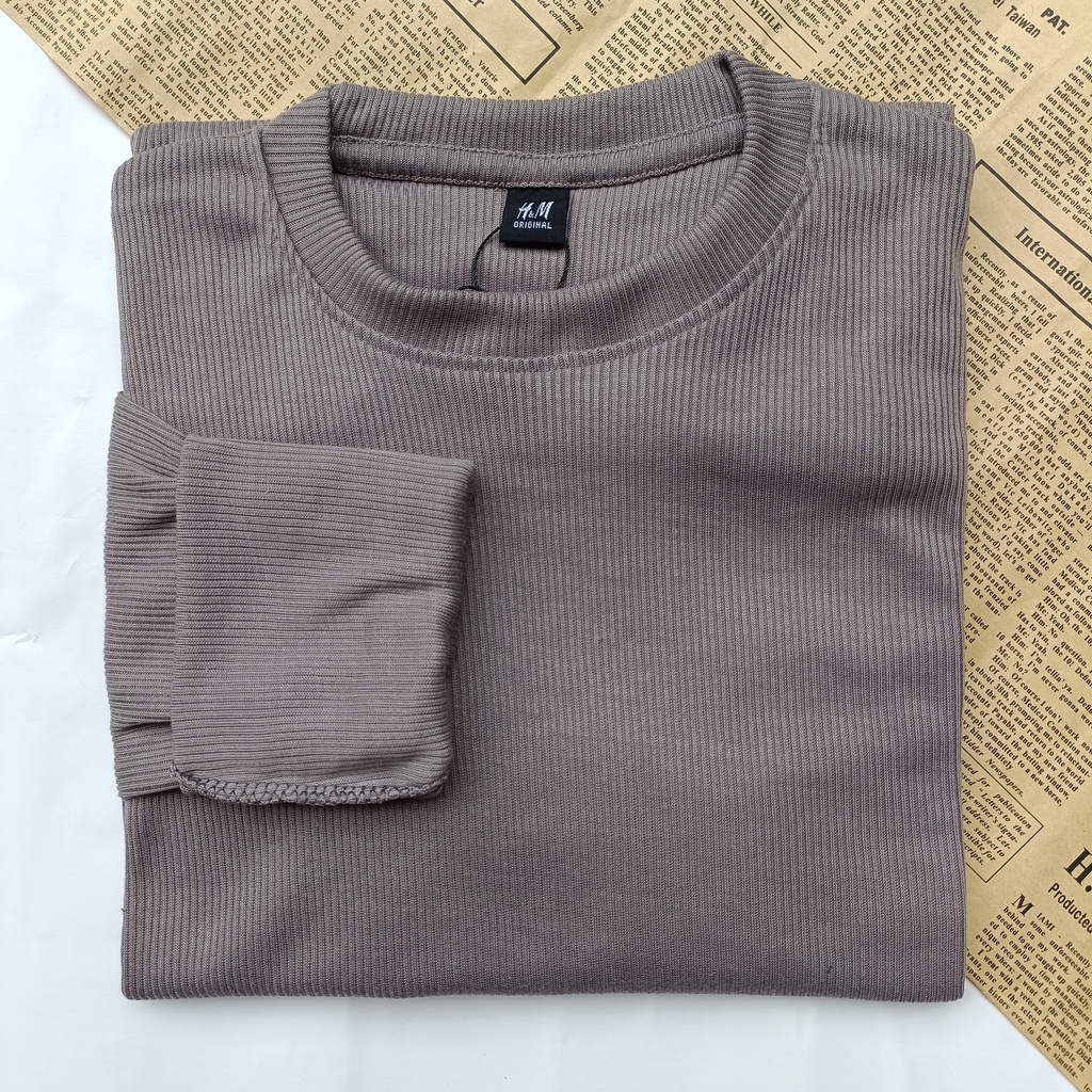 PART II Kaos Rib Premium / Kaos Grosir / Kaos Rib Premium Tebal / Kaos Lengan Panjang Termurah-Gray