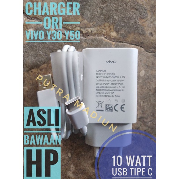 ASLI charger Original Ori cabutan Copotan bawaan hp Vivo y30 y30i y50 Usb Tipe C 10watt 10w 10 watt