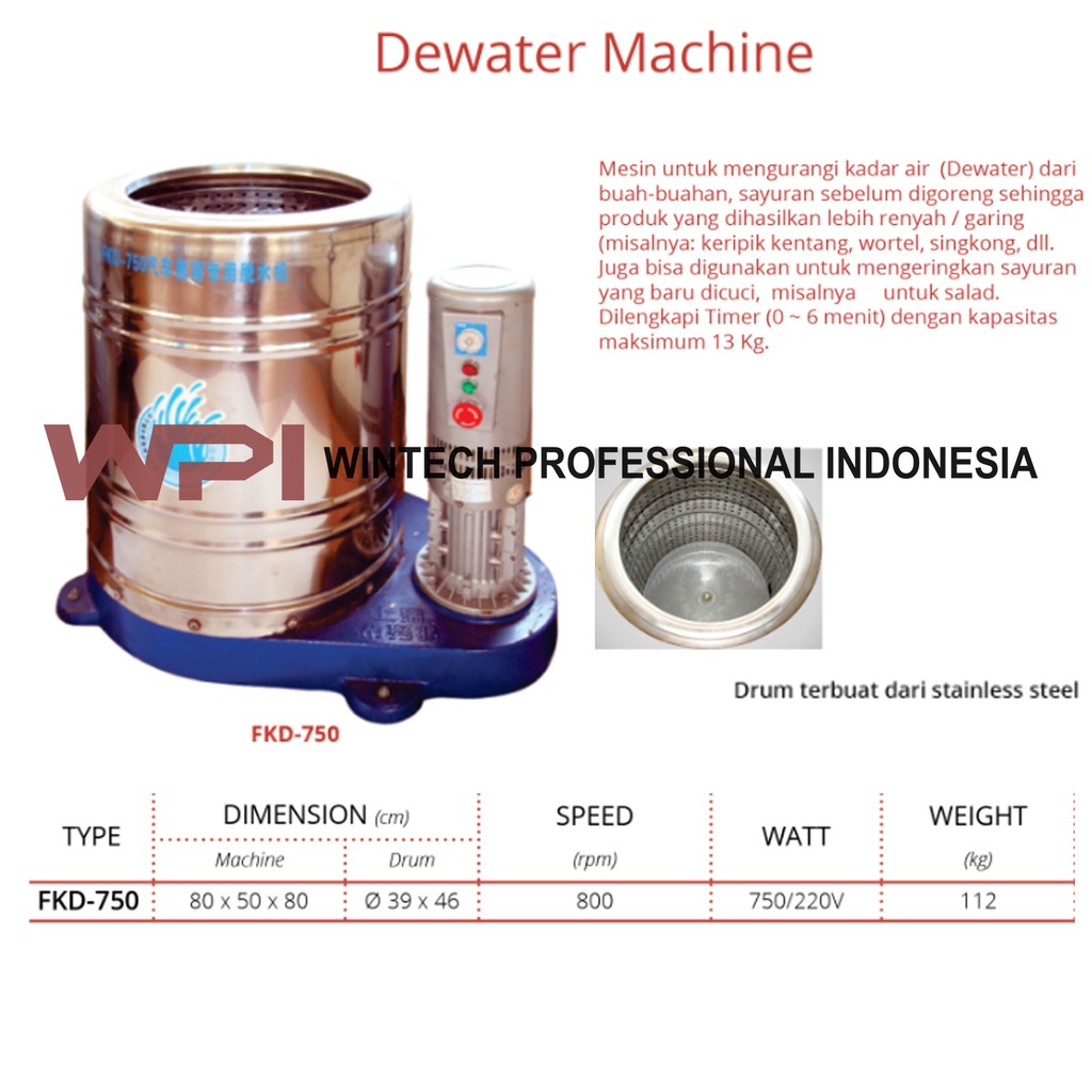 Getra FKD-750 dewater machine - Food Dehydrator Mesin Pengurang Kadar Air Dari Buah & Sayuran Sebelu