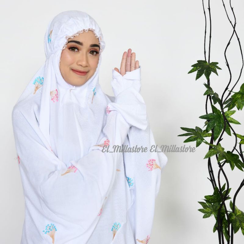 Mukena Terusan Dewasa Inayah Bordir Dandelion Free Tas